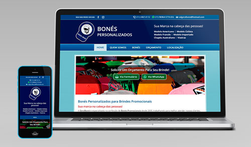 Cliente: Geral Bonés Personalizados - Criação de Sites com Versão para Smartphone